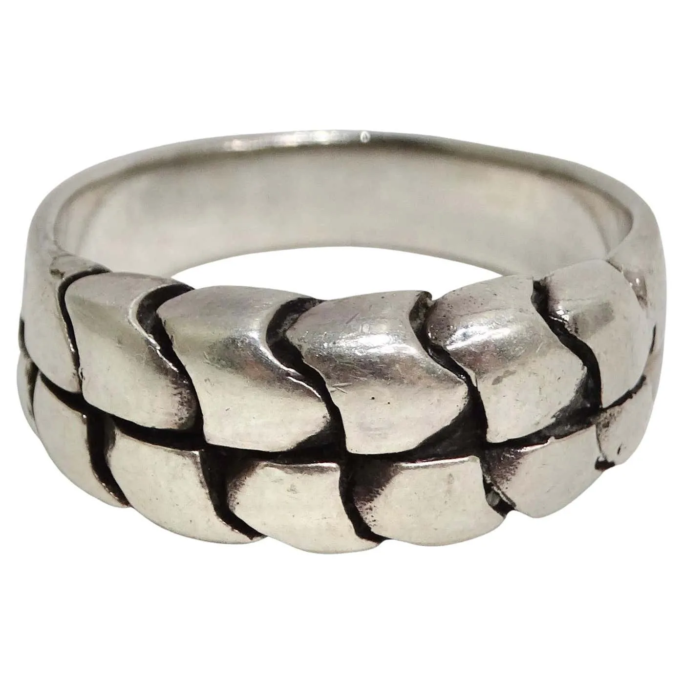 1980s Pure Silver Mens Ring