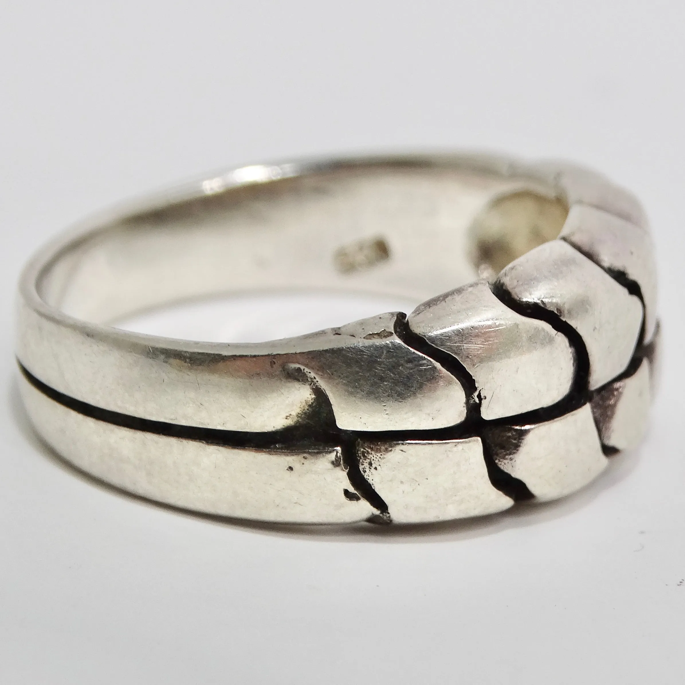 1980s Pure Silver Mens Ring