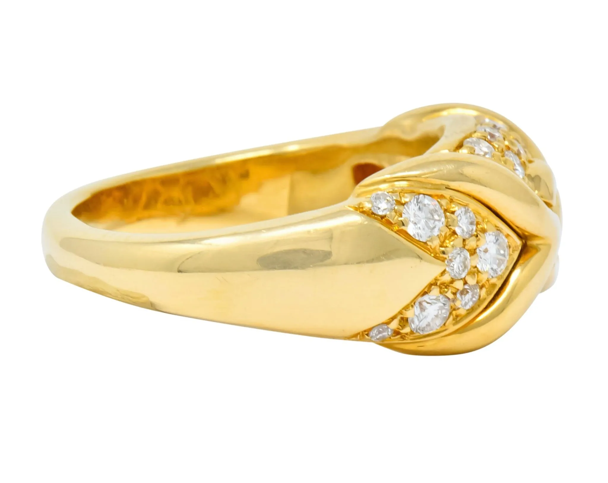 1980's Vintage Bulgari 0.82 CTW Diamond 18 Karat Gold Trika Band Ring