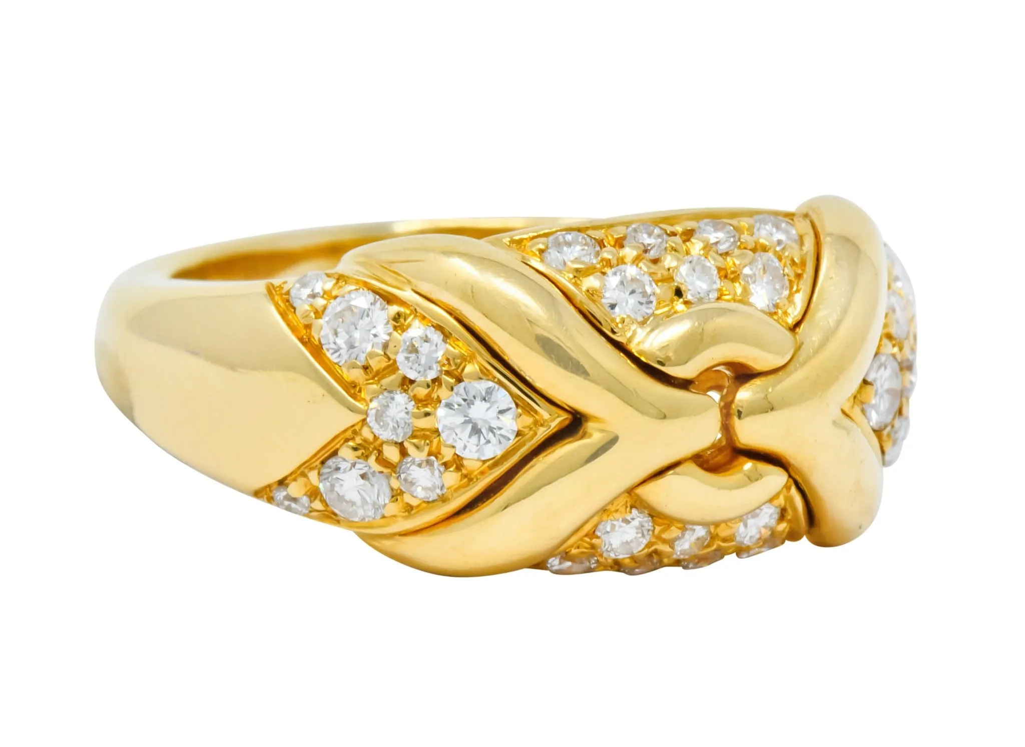 1980's Vintage Bulgari 0.82 CTW Diamond 18 Karat Gold Trika Band Ring