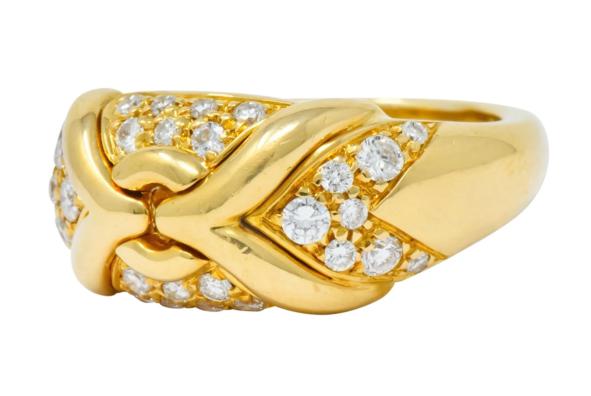 1980's Vintage Bulgari 0.82 CTW Diamond 18 Karat Gold Trika Band Ring