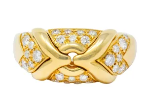 1980's Vintage Bulgari 0.82 CTW Diamond 18 Karat Gold Trika Band Ring