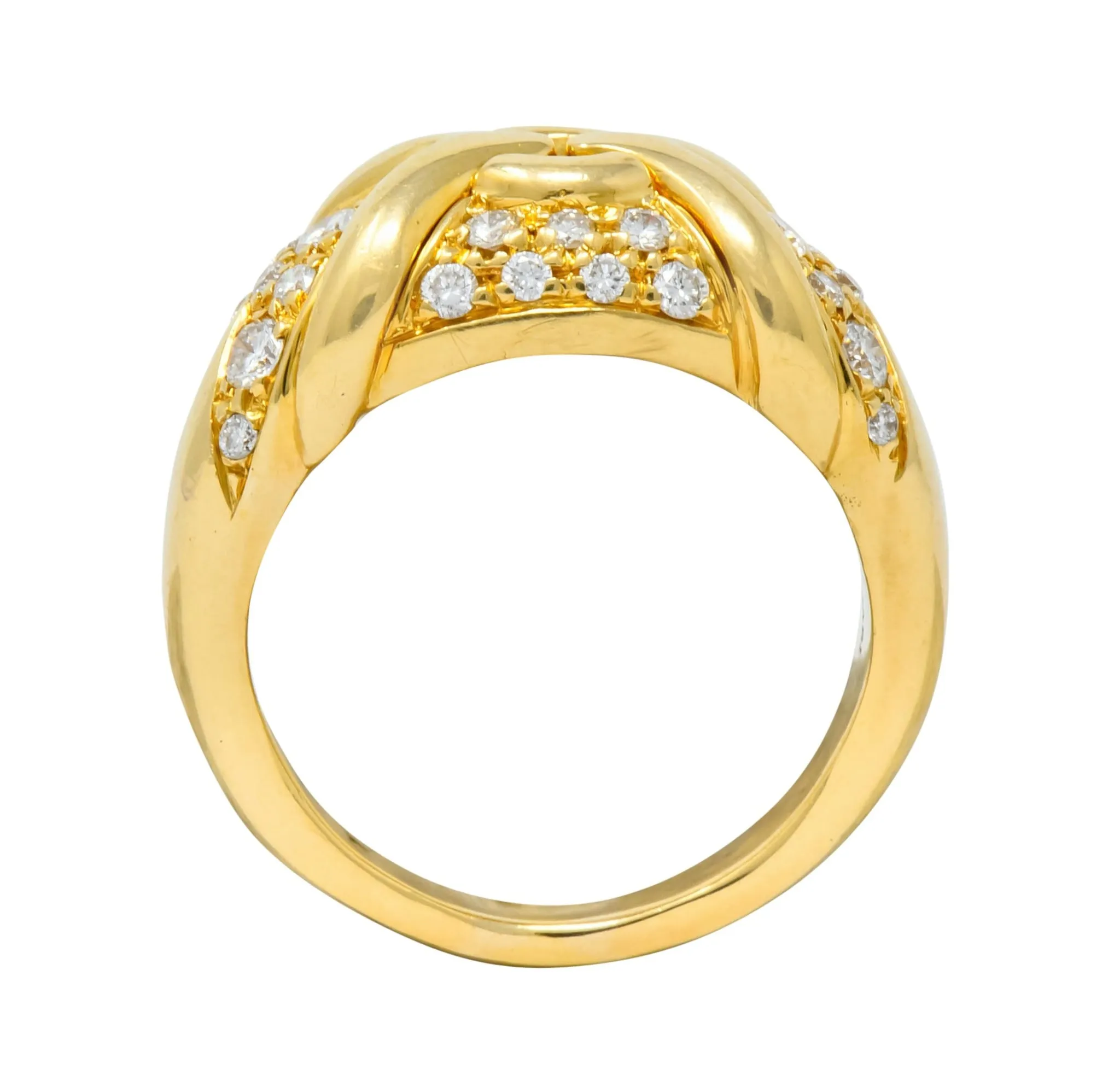 1980's Vintage Bulgari 0.82 CTW Diamond 18 Karat Gold Trika Band Ring