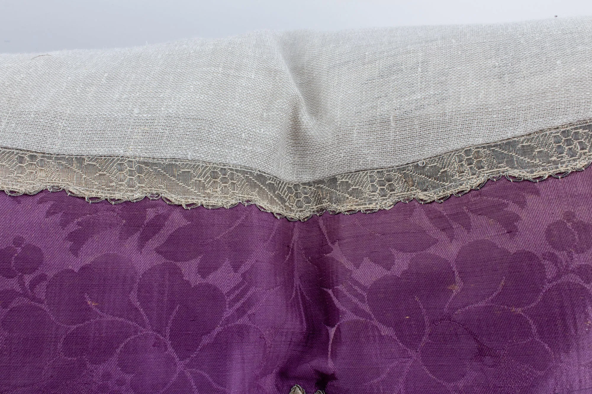 Antique French Religious Textile Fragment Pillow | 20" x 20"