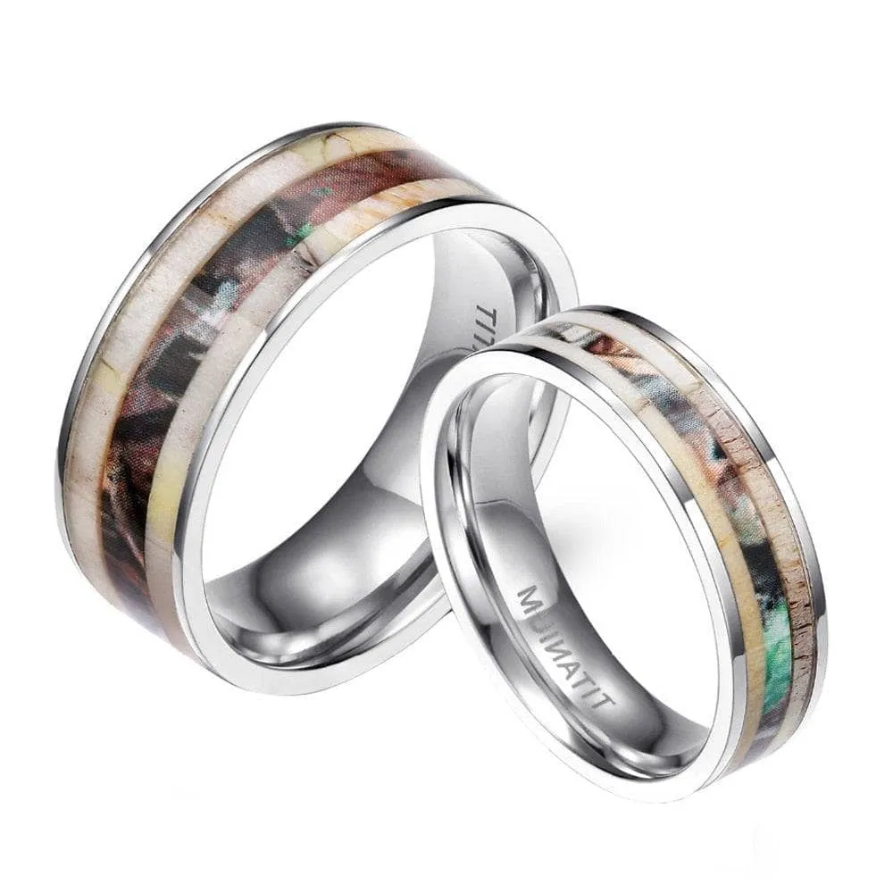 Antler Camouflage Granite Titanium Wedding Band