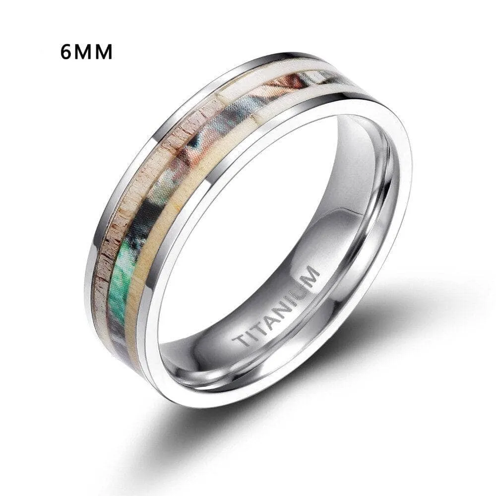 Antler Camouflage Granite Titanium Wedding Band