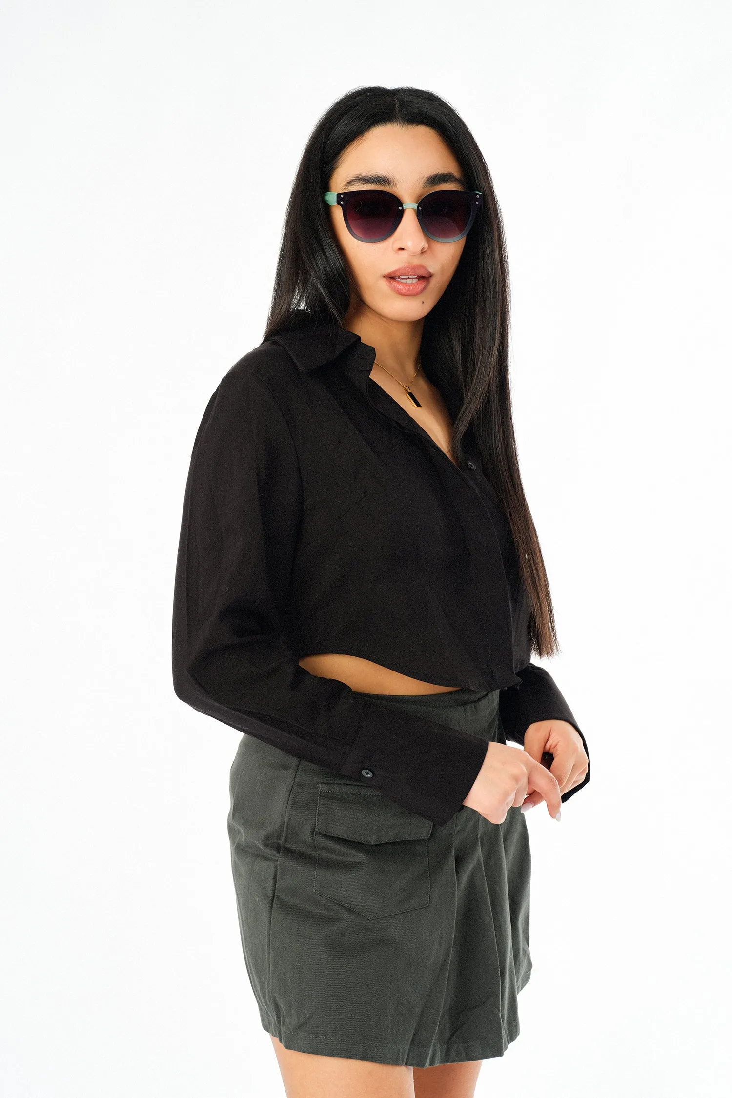Asymmetric Pleated Pocket Skort