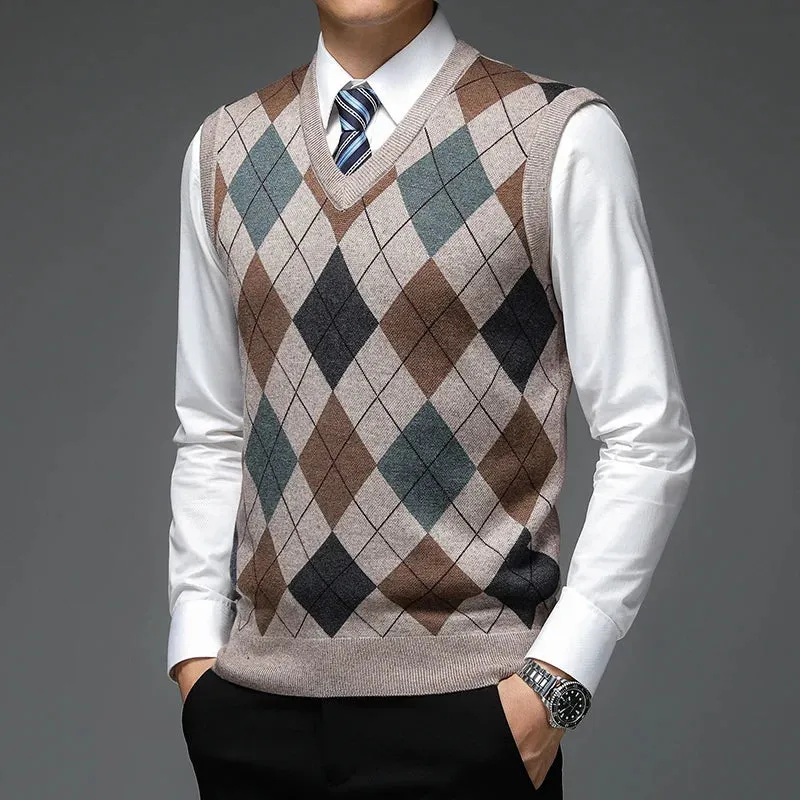 Atticus - Men's Argyle Knitted Sweater Vest