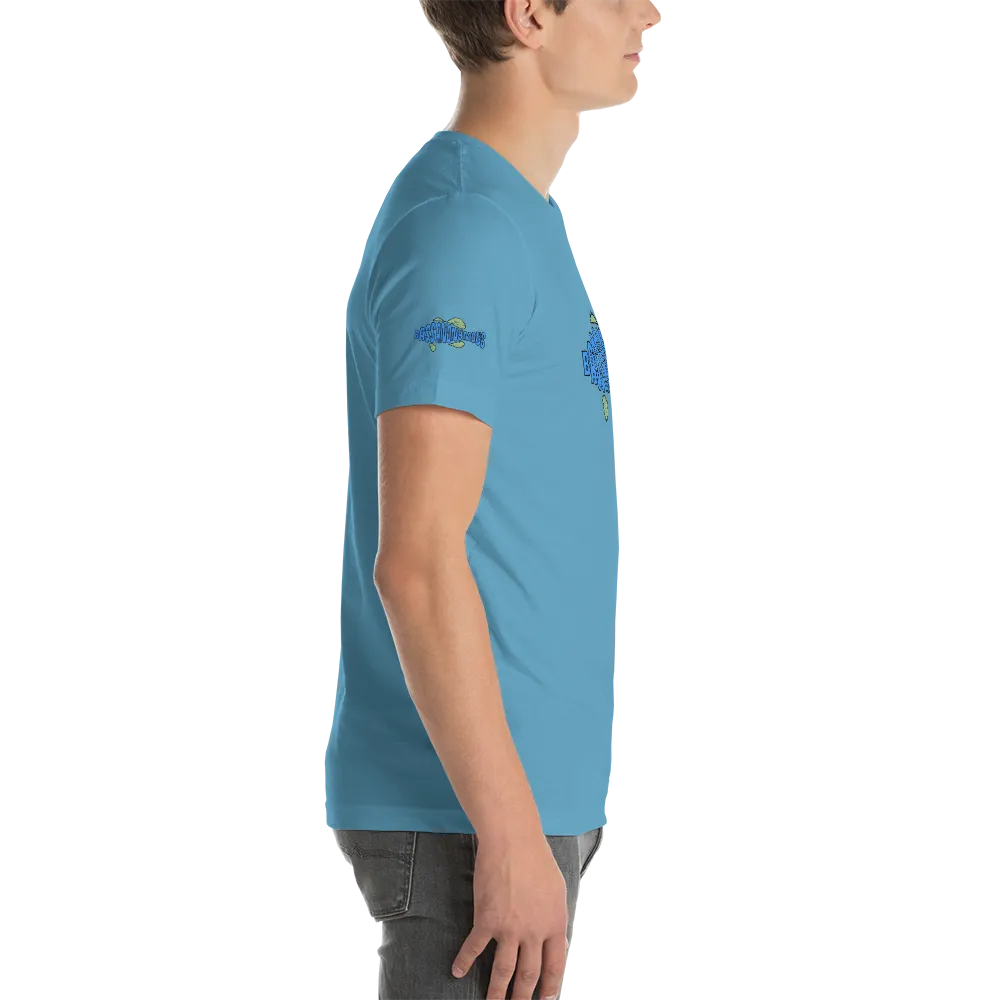 BA Teal/Kiwi short sleeve Swimlogo with sleeves and back print.