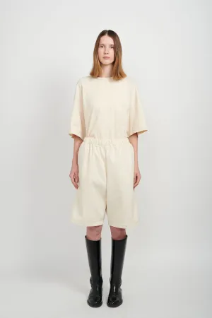 BAGGY DENIM JORTS - CREAM