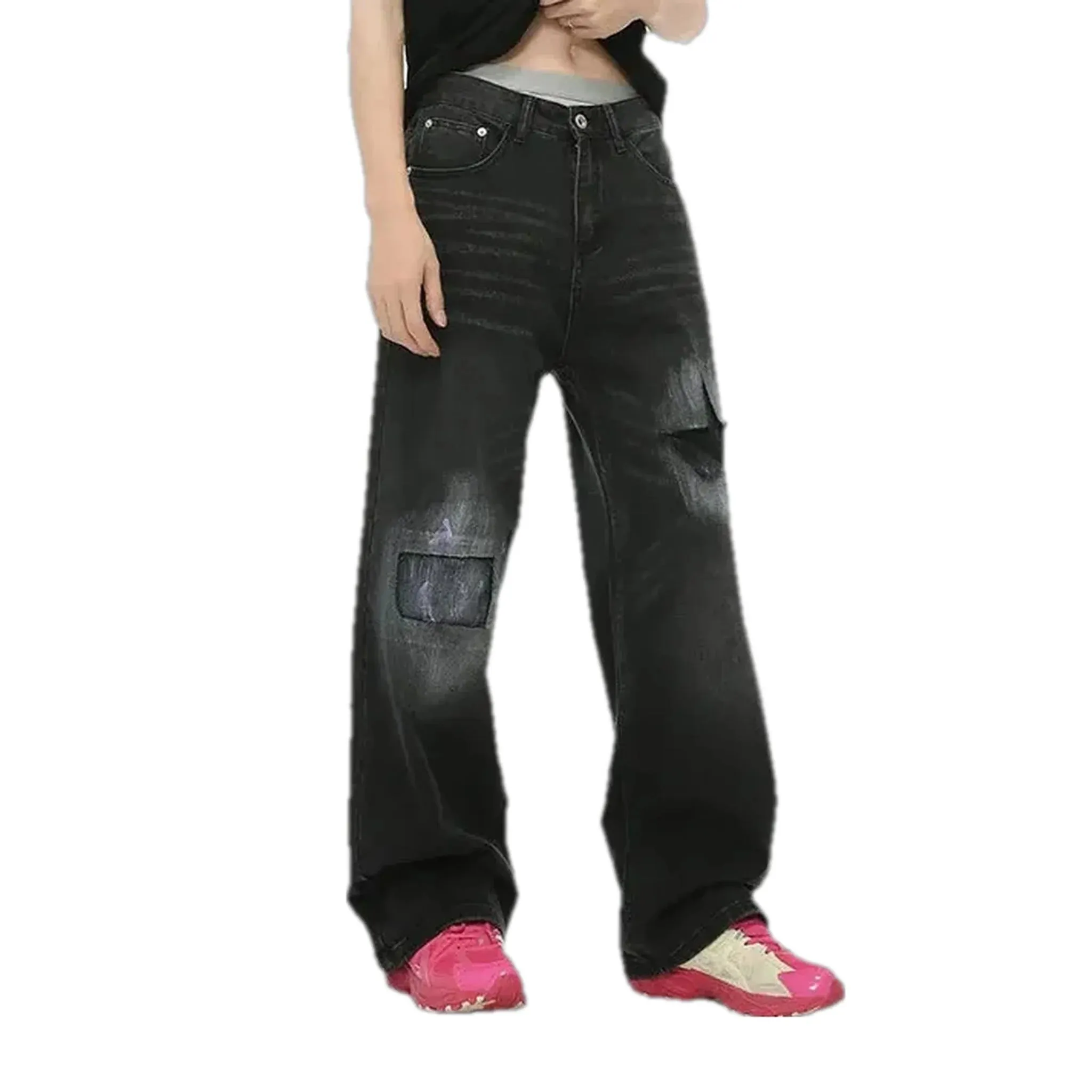 Baggy leg grunge style men's jeans