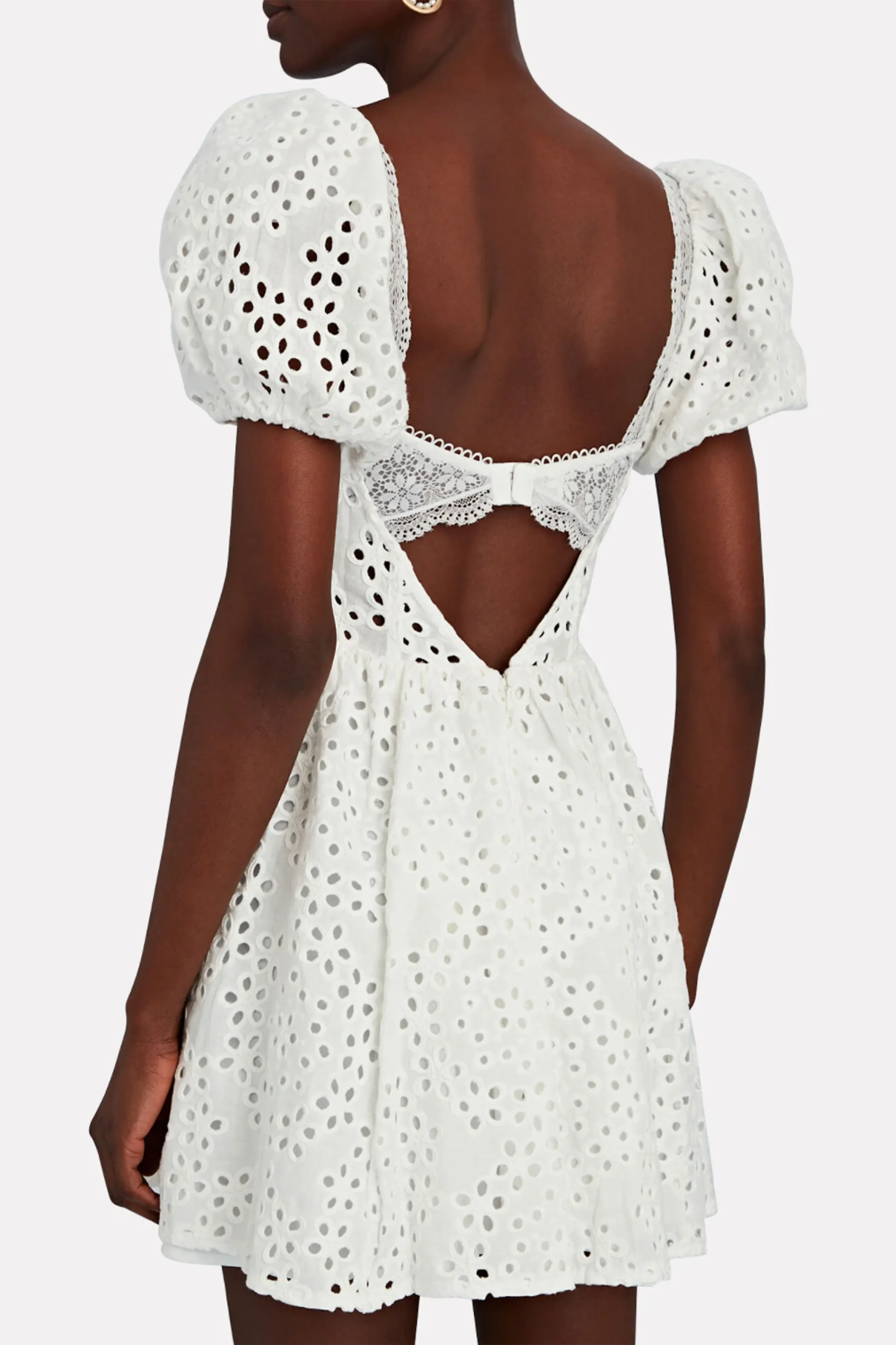 BECCA EYELET LINEN MINI DRESS