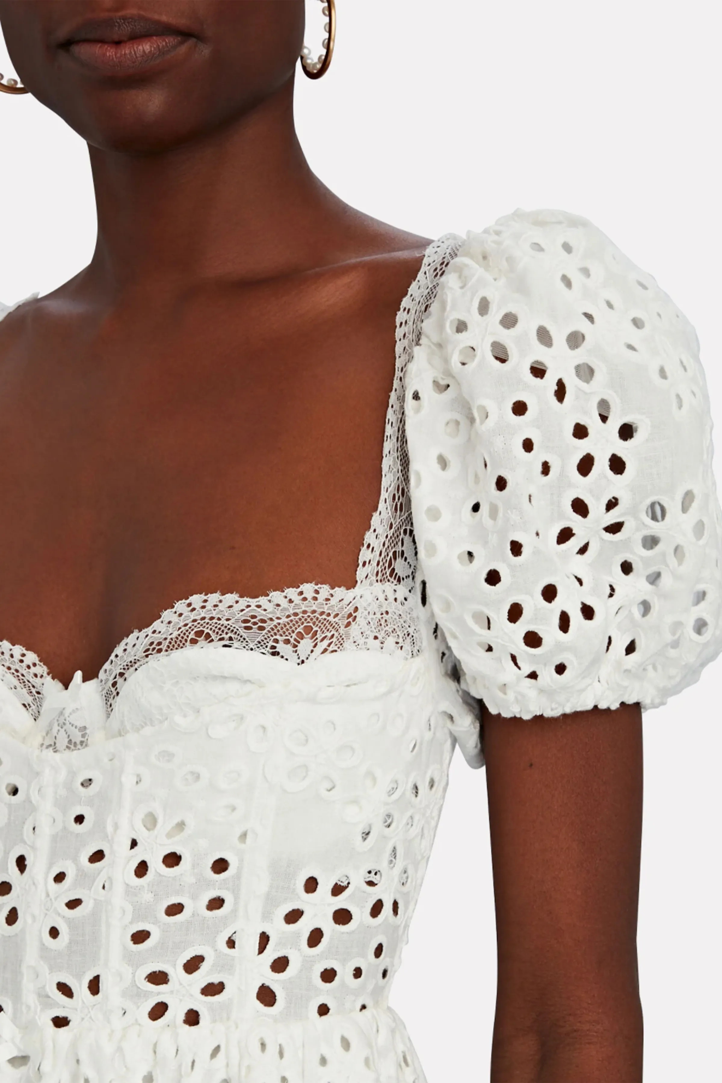 BECCA EYELET LINEN MINI DRESS