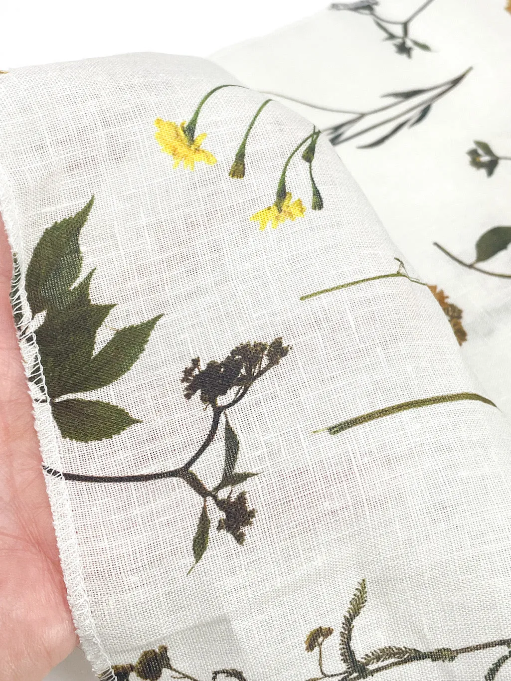 Bloom Plant Garden Handkerchief Light Weight 100% Linen Fabric By The Yard/CL1106