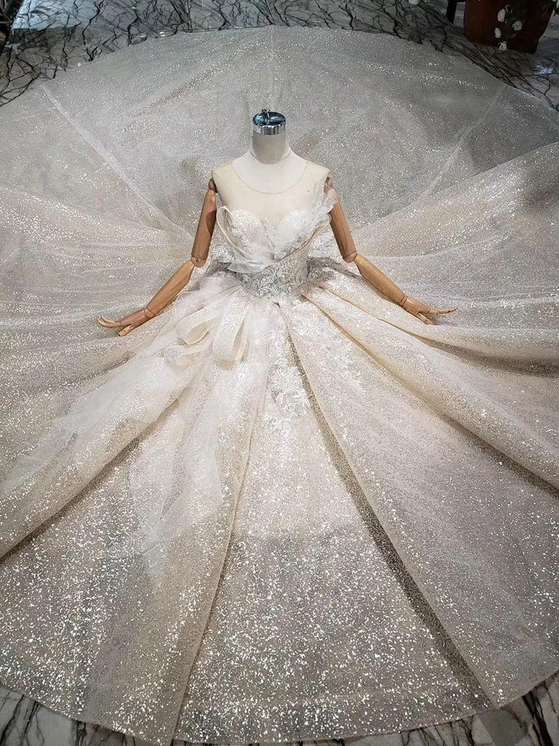 Boda Special Wedding Dress  o-neck sleeveless keyhole back