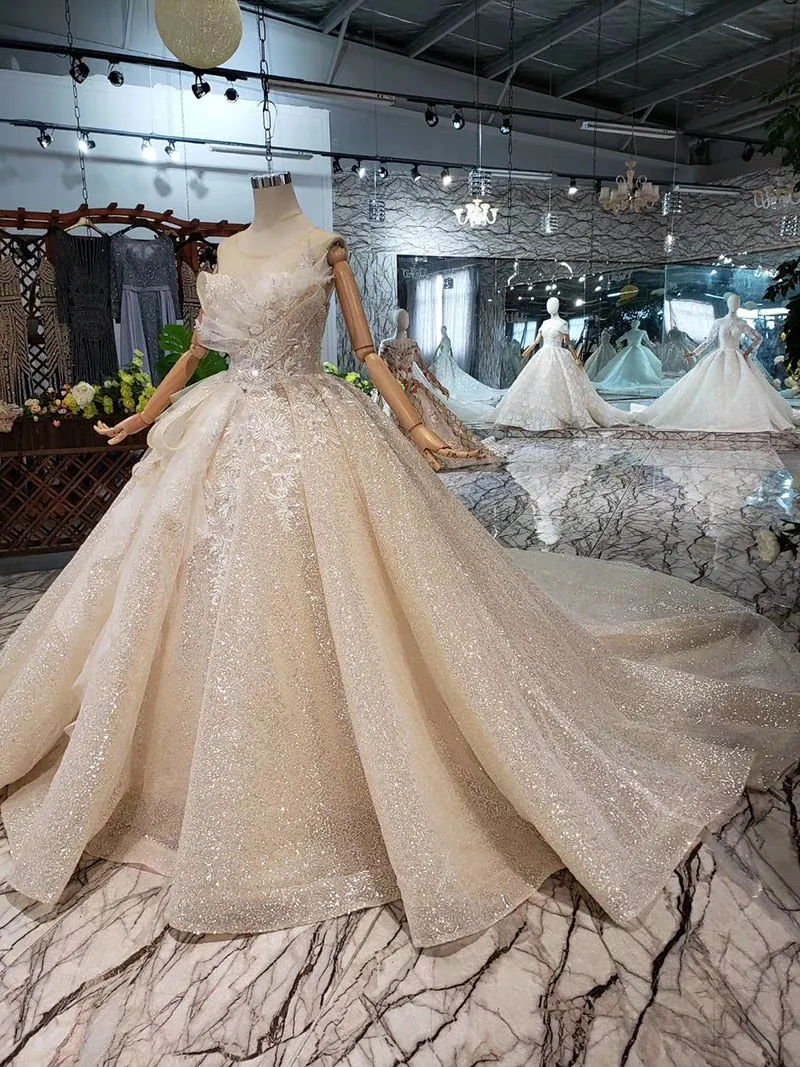 Boda Special Wedding Dress  o-neck sleeveless keyhole back