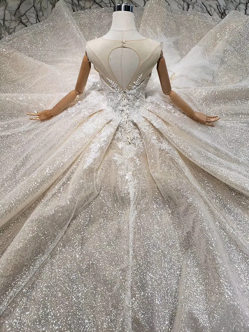 Boda Special Wedding Dress  o-neck sleeveless keyhole back