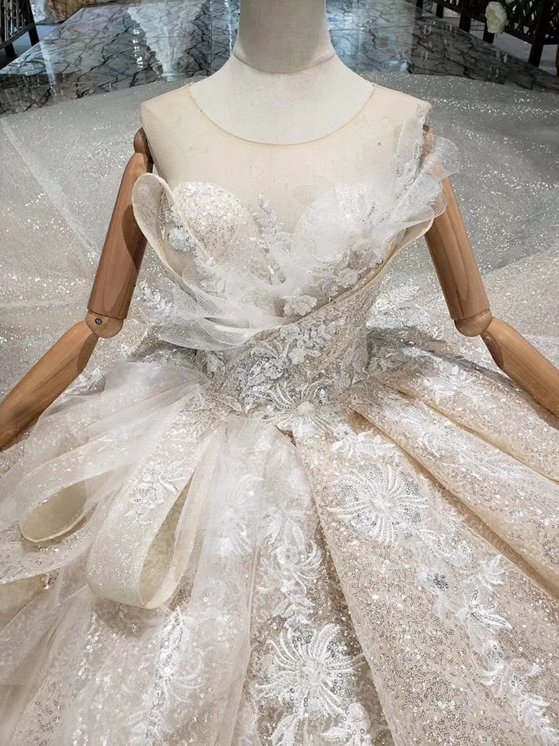 Boda Special Wedding Dress  o-neck sleeveless keyhole back