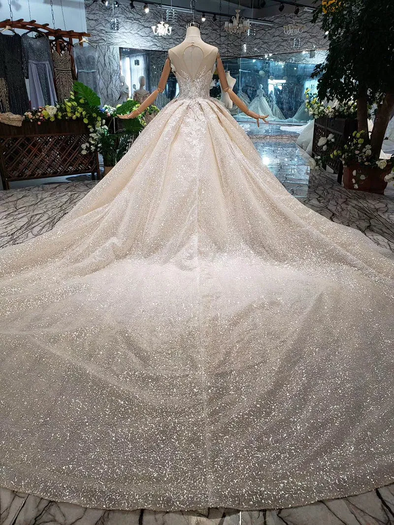 Boda Special Wedding Dress  o-neck sleeveless keyhole back