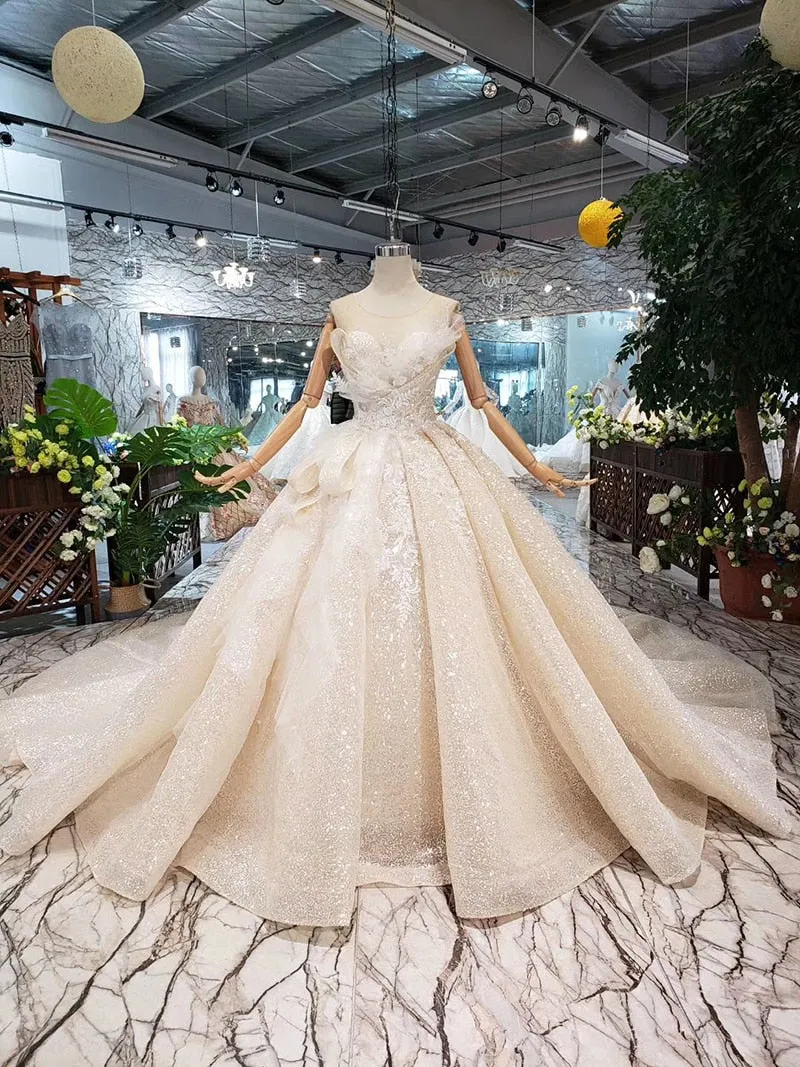 Boda Special Wedding Dress  o-neck sleeveless keyhole back