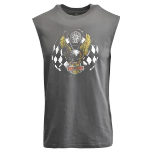 Branded  Men's Tank Top Grey Eagle Wings Sleeveless Shirt (S01)