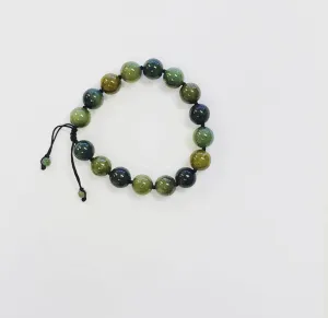Burmese Camouflage Jadeite Men's Mala Bracelet