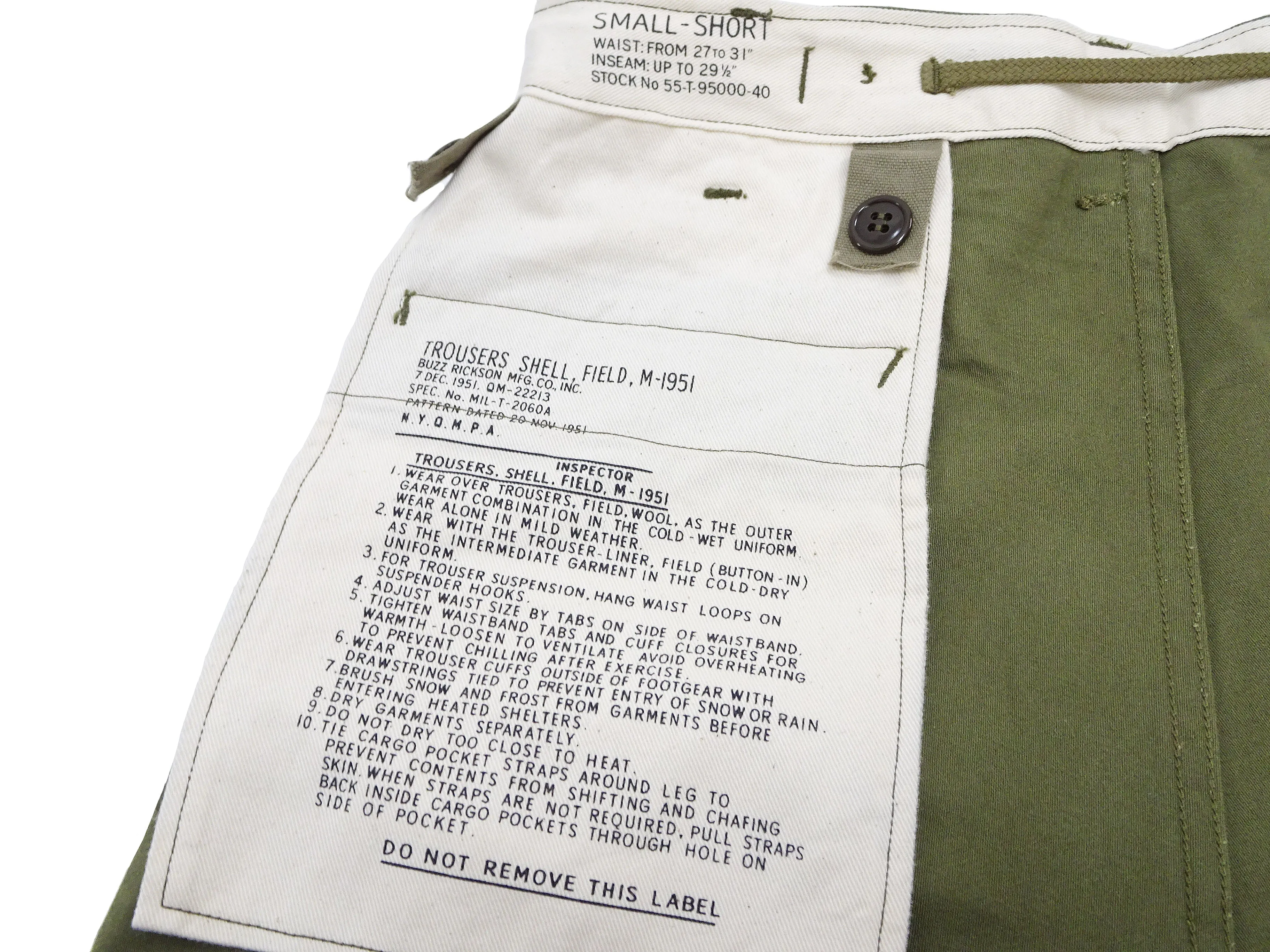 Buzz Rickson Baggy Cargo Pants Men's Reproduction of US Army Korean War M-1951 Field Trousers BR42529 Olive