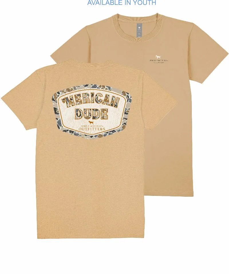 Camo Logo 'Merican Dude Short Sleeve Men's Tee by Simply Southern