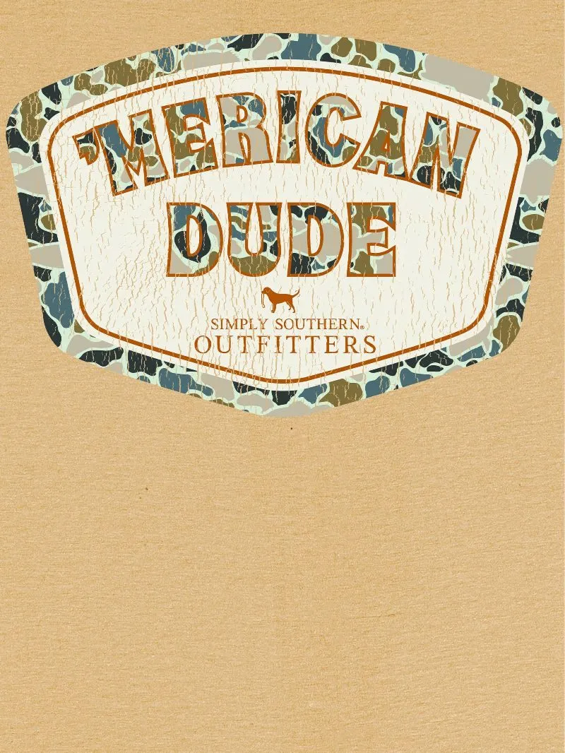 Camo Logo 'Merican Dude Short Sleeve Men's Tee by Simply Southern