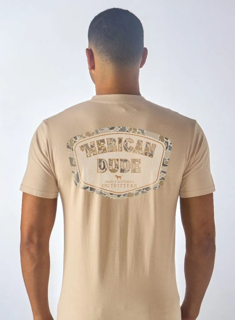 Camo Logo 'Merican Dude Short Sleeve Men's Tee by Simply Southern