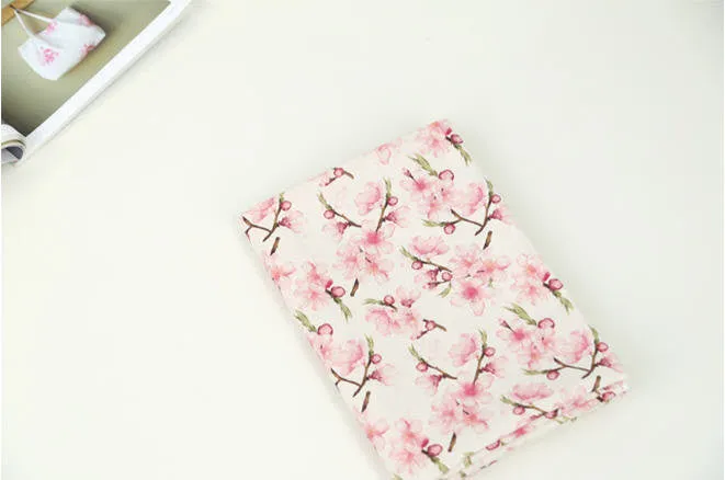 Cherry Blossom Linen Blend Fabric, Flower Cotton Linen Fabric, Digital Printing Fabric - 59" Wide - Fabric By the Yard 95234