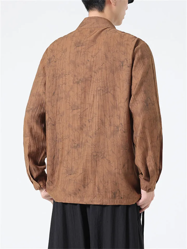 Chinese Style Men's Stand-up Collar Vintage Jacquard Shirt