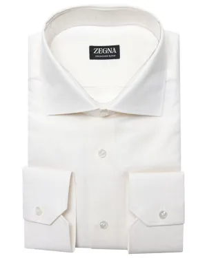 Cream Heathered Crossover Blend Dress Shirt