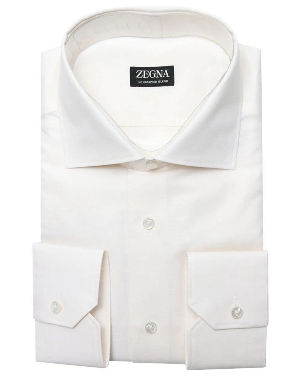 Cream Heathered Crossover Blend Dress Shirt