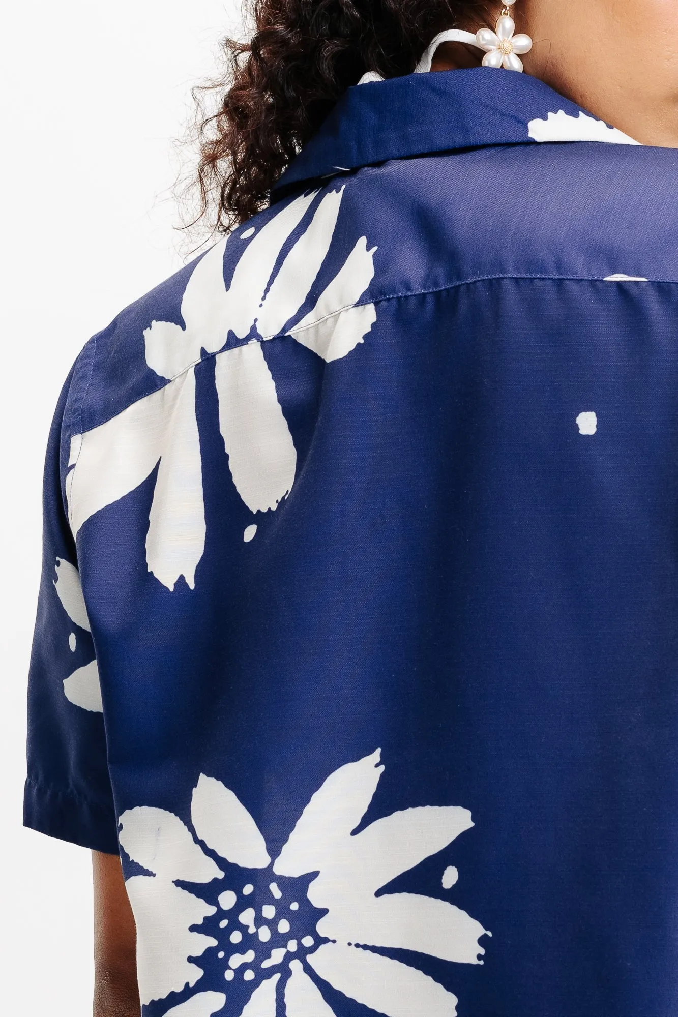 Cut Out Floral Linen Shirt