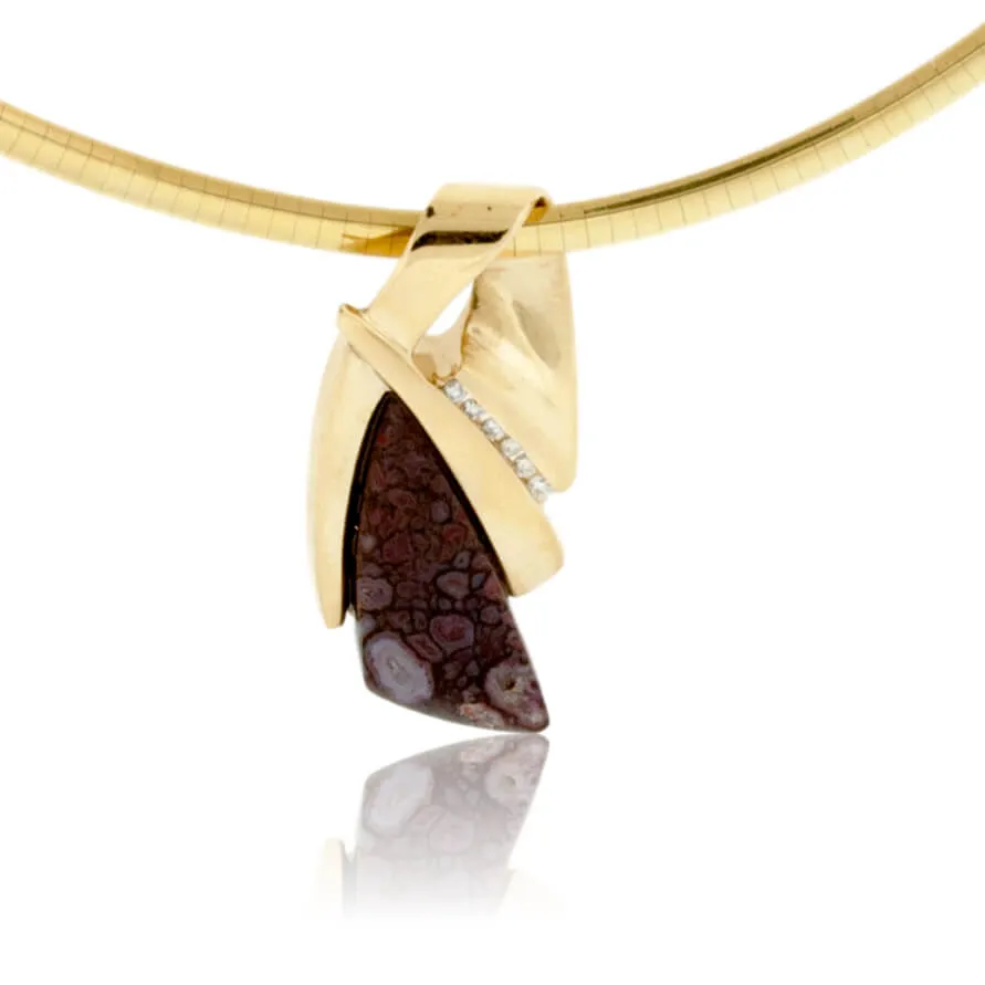 Dinosaur Bone & Diamond Contemporary Style Necklace