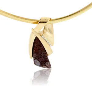 Dinosaur Bone & Diamond Contemporary Style Necklace