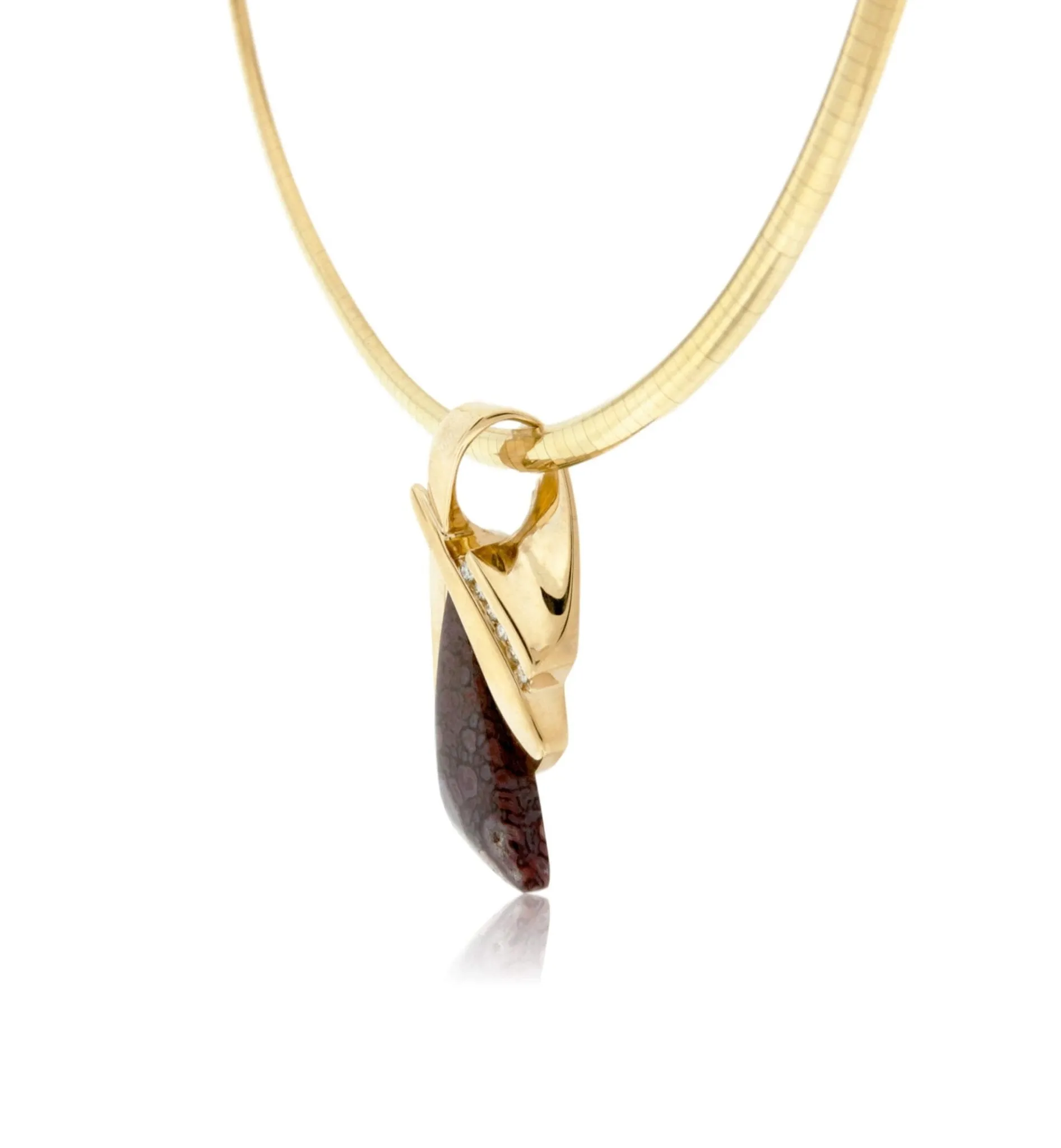 Dinosaur Bone & Diamond Contemporary Style Necklace