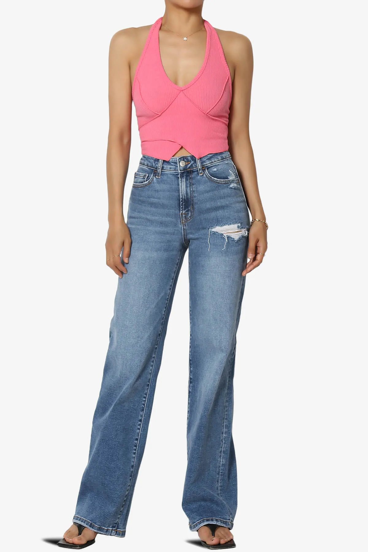 Ecstatic Ribbed Halter Tank Top