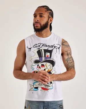 Ed Hardy Skull Top Hat Sleeveless Tee