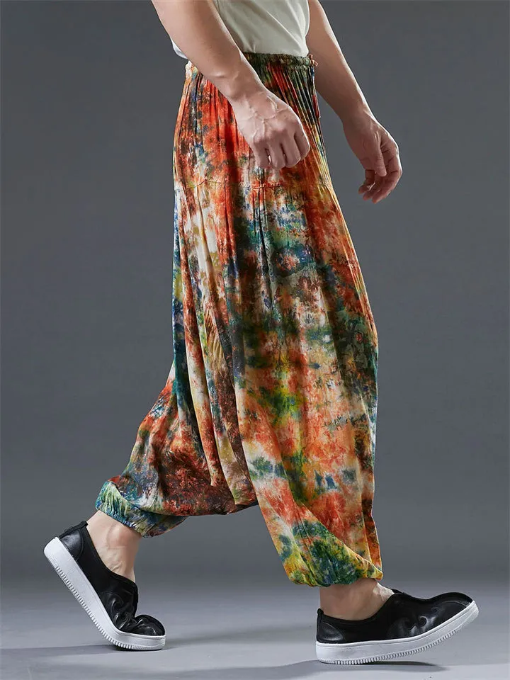 Ethnic Style Colorful Tie-Dye Nepalese Baggy Pants for Men