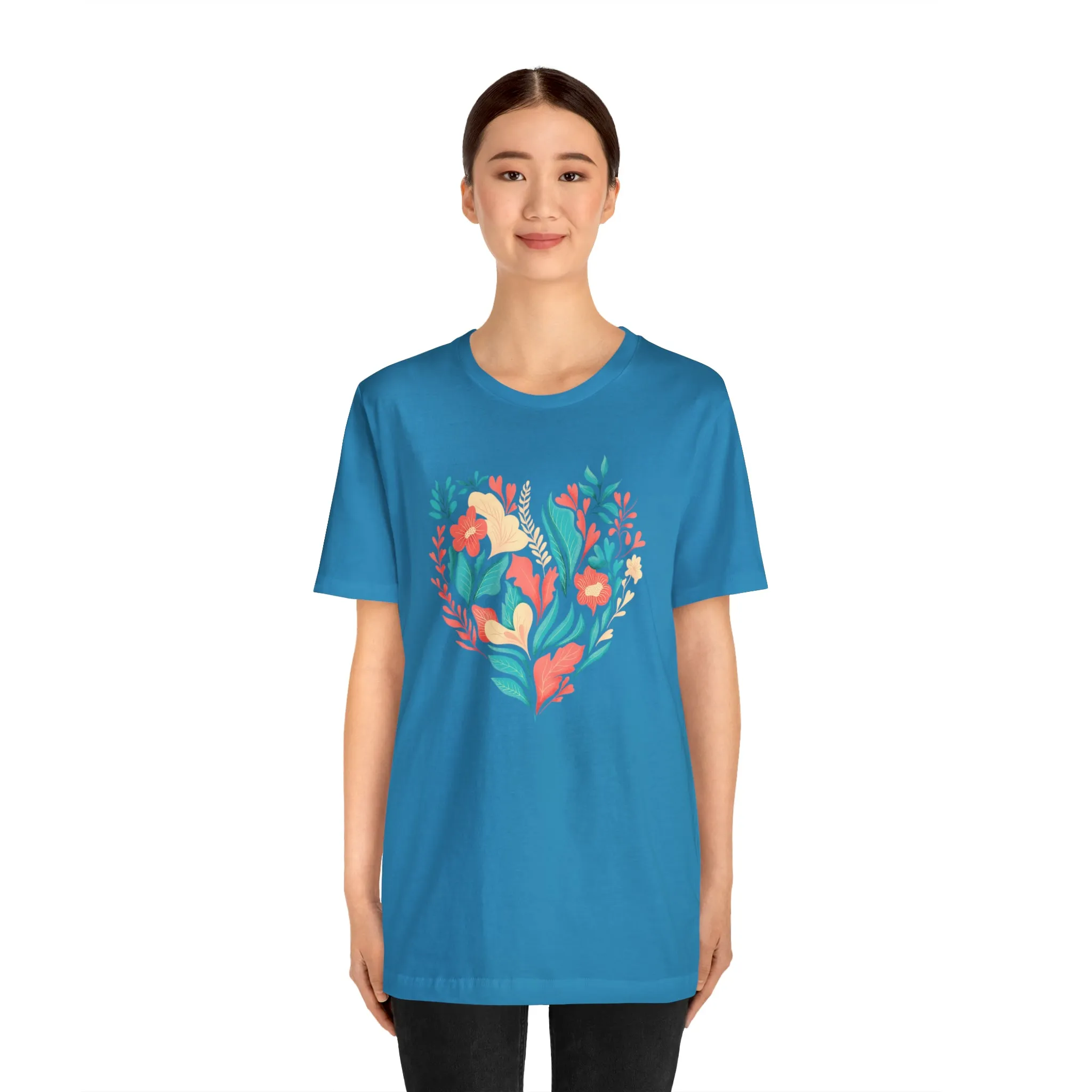 Flower Heart T-Shirt | Love Ya Mom Tee |  Bella Canvas 3001 Unisex |  Mother Short Sleeve Tshirt