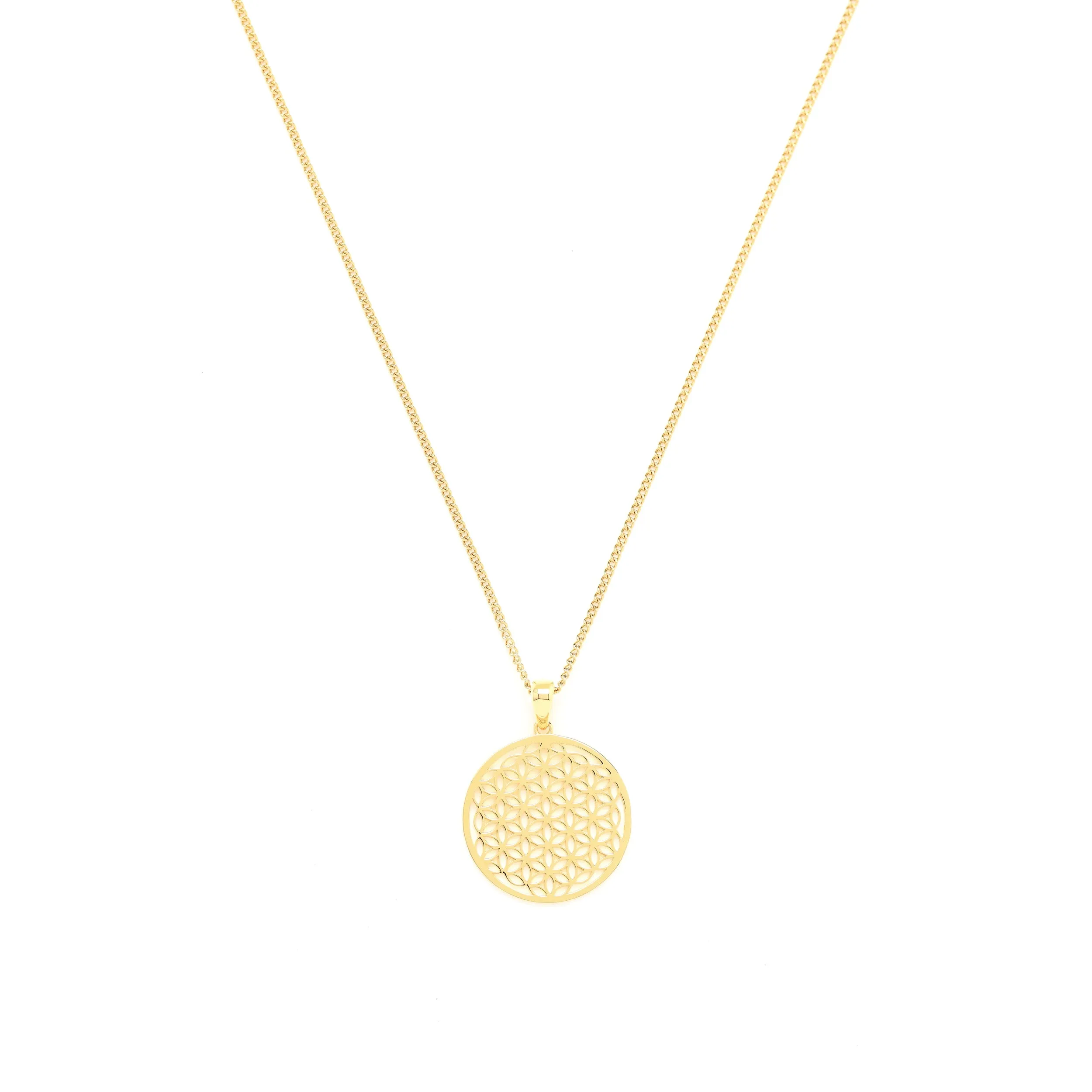 Flower of Life Necklace, 18K Gold, All Gender