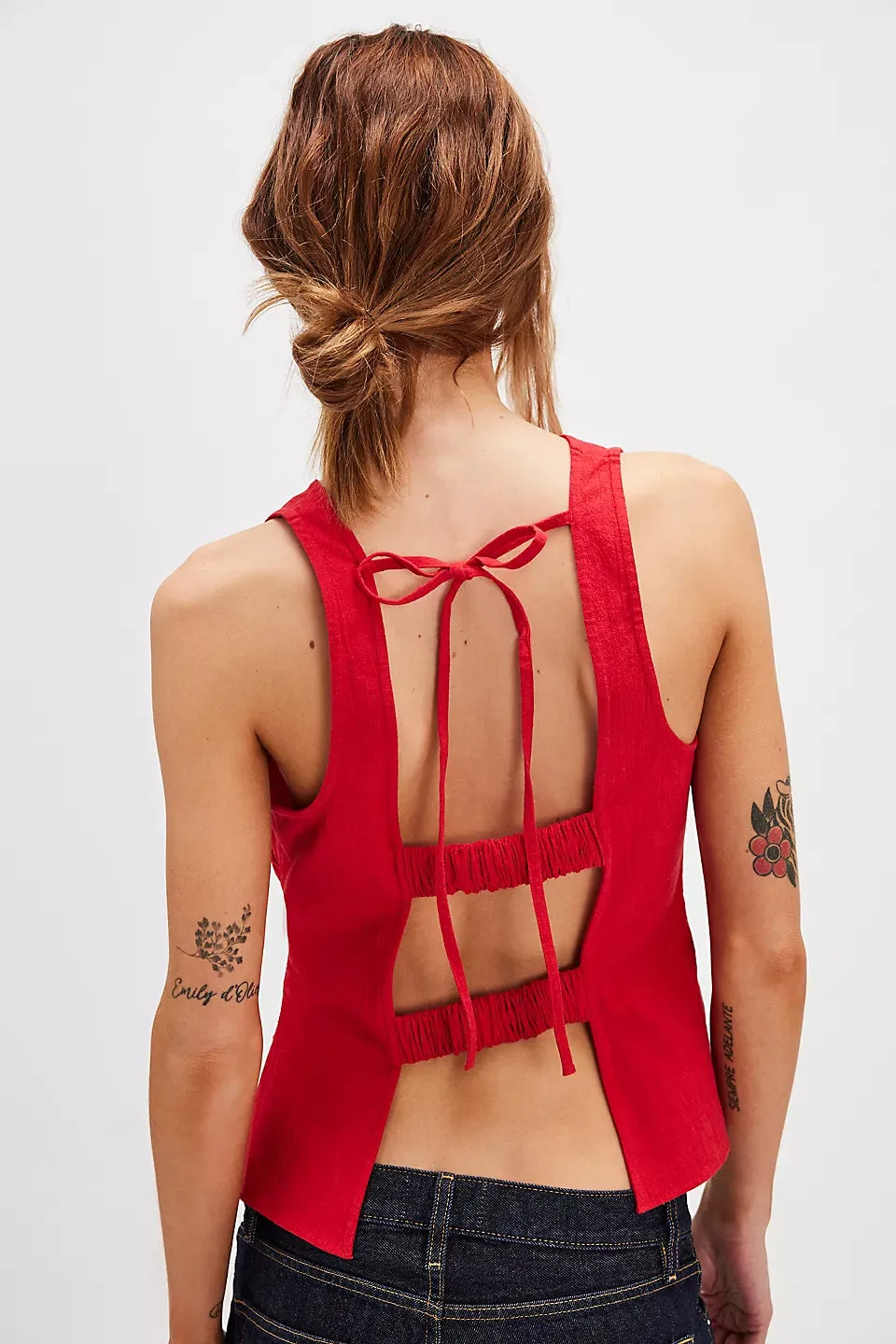 Free People Kaylor Backless Top-Atlas Red