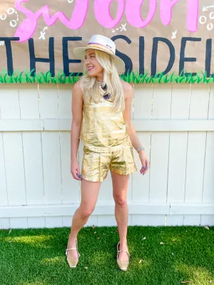 Frida Metallic Linen Top