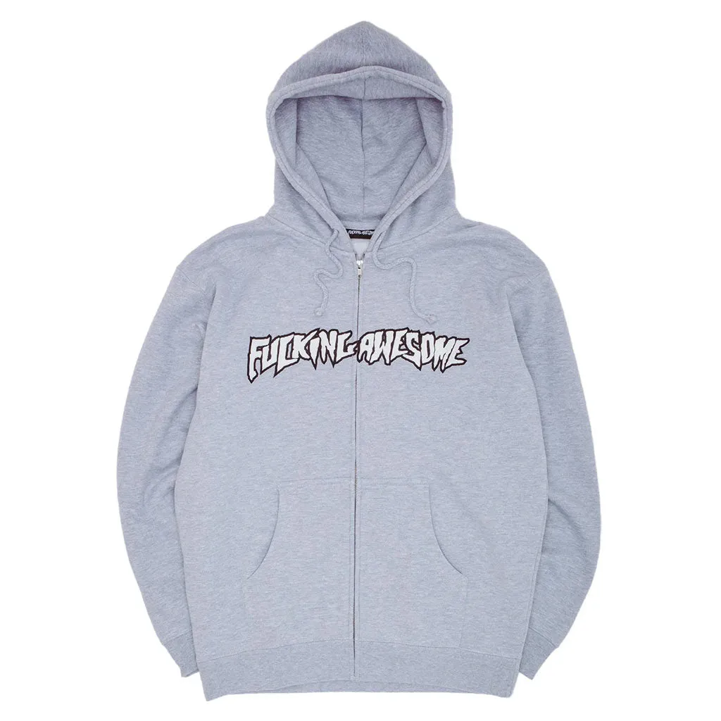 FUCKING AWESOME STAMP LOGO ZIP HOODIE - GREY HEATHER