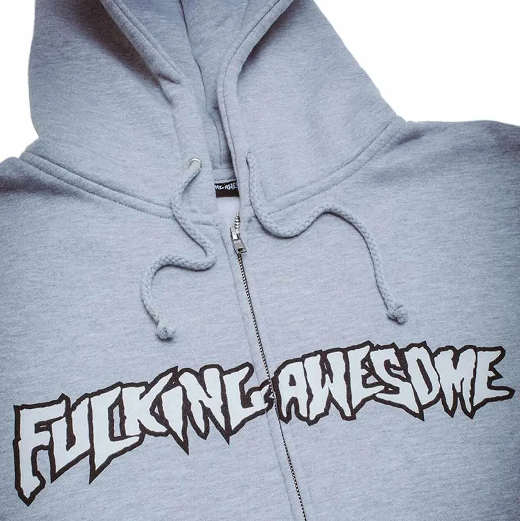 FUCKING AWESOME STAMP LOGO ZIP HOODIE - GREY HEATHER