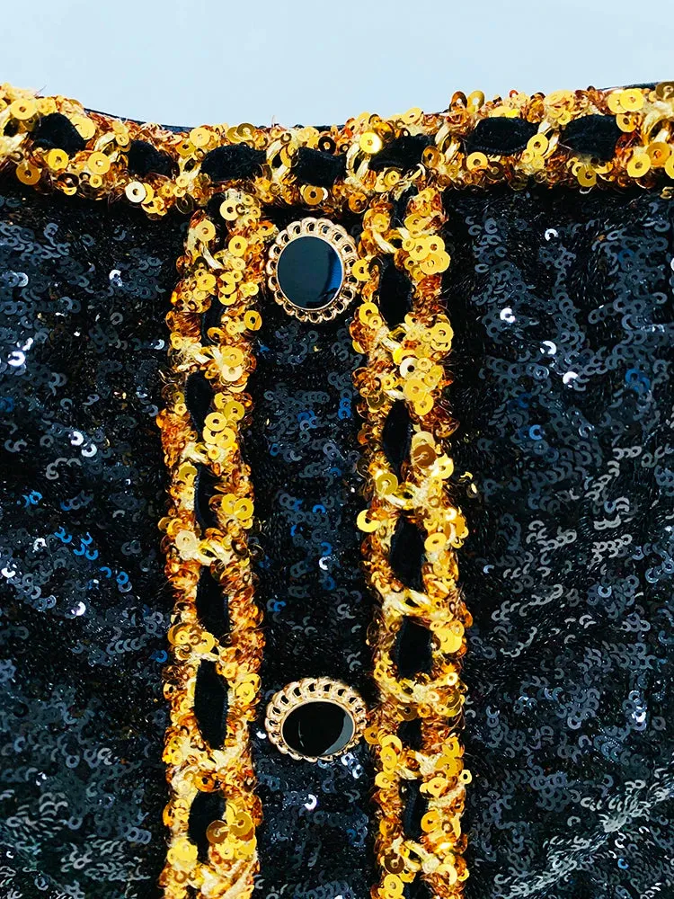 Gold Chains Sequined Strapless