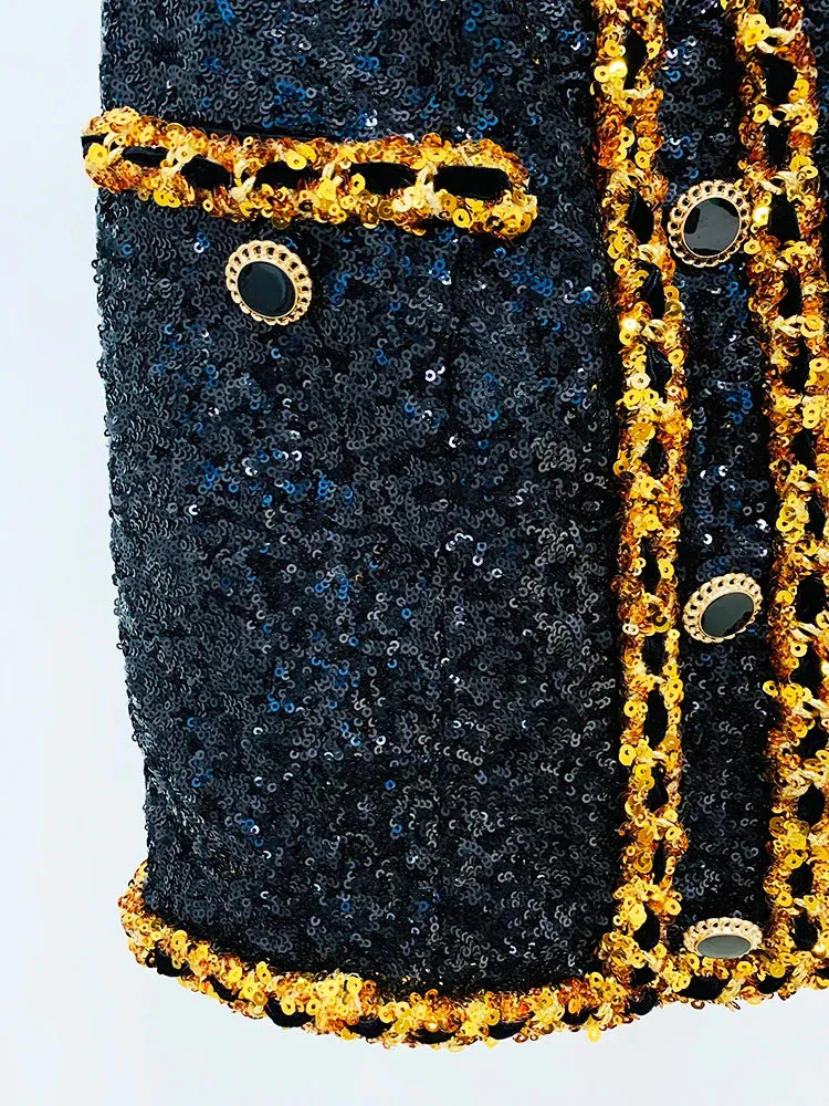 Gold Chains Sequined Strapless