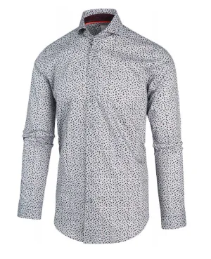 Grey Navy Flower Print Shirt